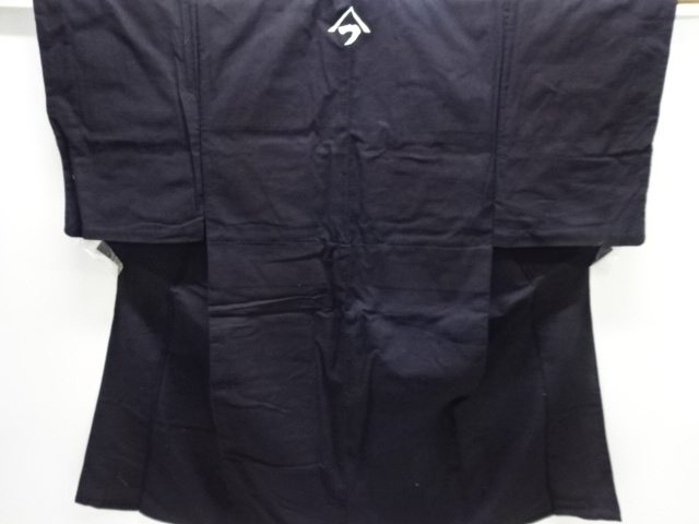 アンティーク　木綿本藍べんがら染単衣男物着物(腰紐付き)